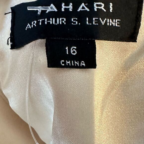 Tahari ASL Cream Shantung Sequin Lace Sheath Cocktail Dress | 16 - Picture 5 of 8